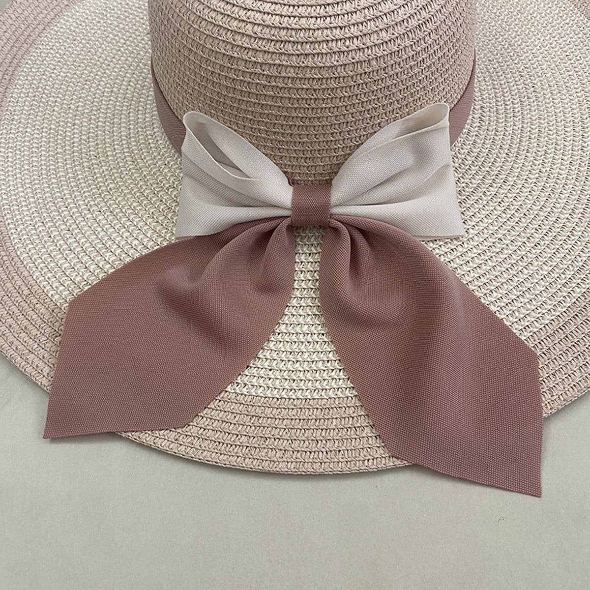 Summer outdoor bow sun protection straw hat_CWAH3565