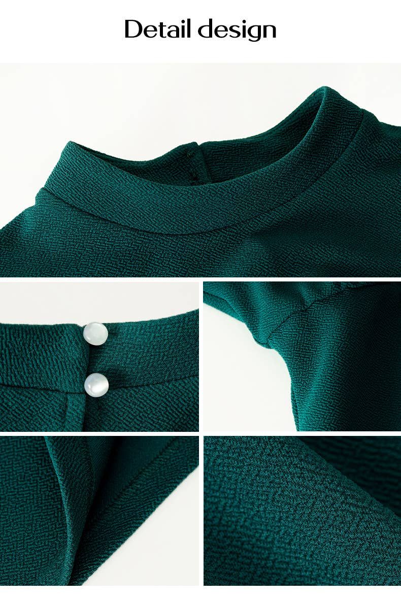 SOLID COLOR KNITTED LONG-SLEEVED SHORT DRESS