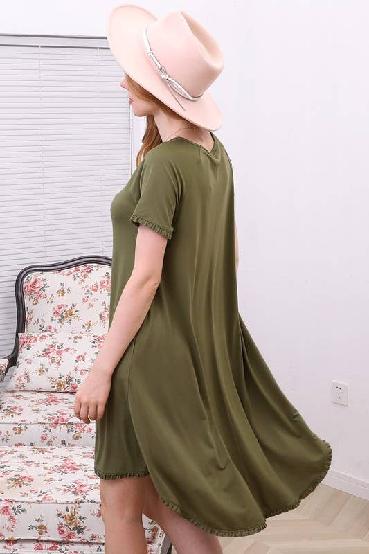 CWDSD10416_RUFFLE DETAIL DRESS WITH SIDE POCKET