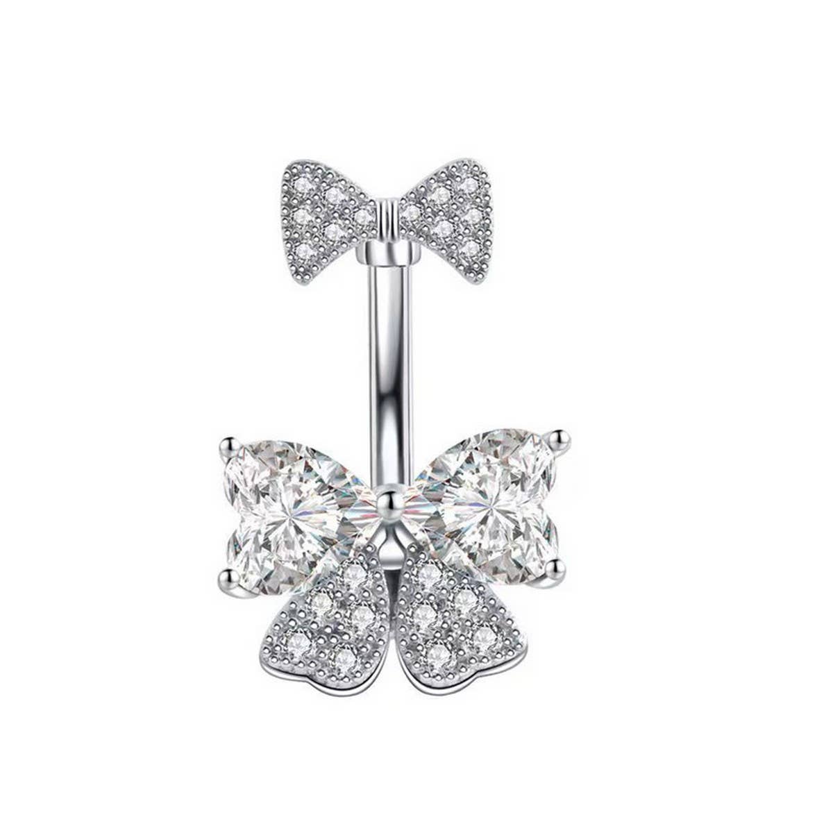 Best-Selling Copper Bow Zircon Belly Button Ring_CWMM9462
