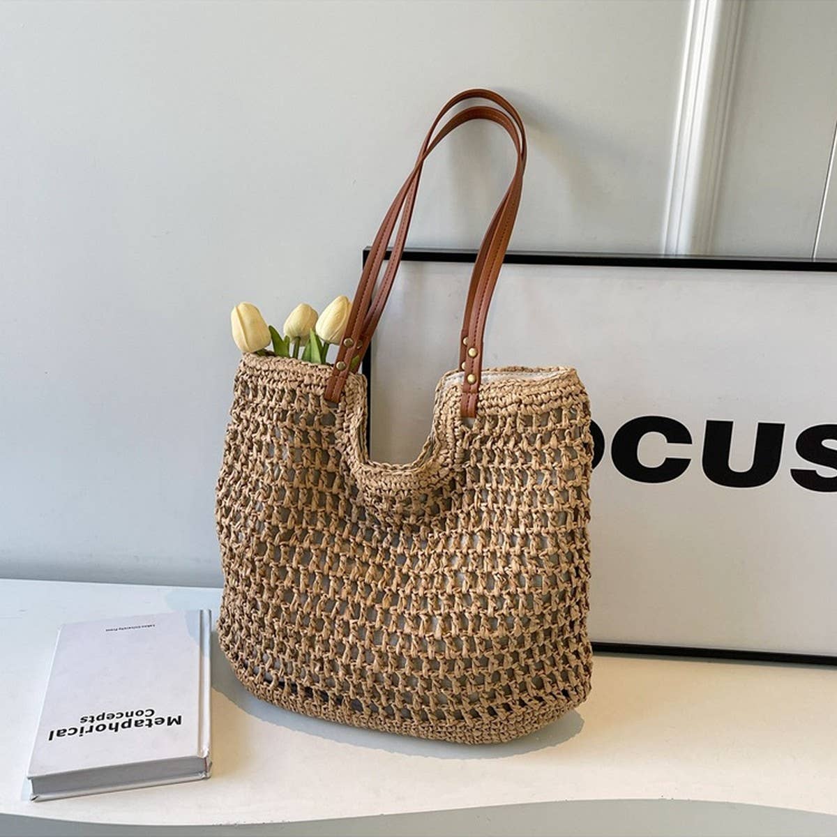 BEACH VACATION CASUAL SHOULDER WOVEN BAG_CWAB2310