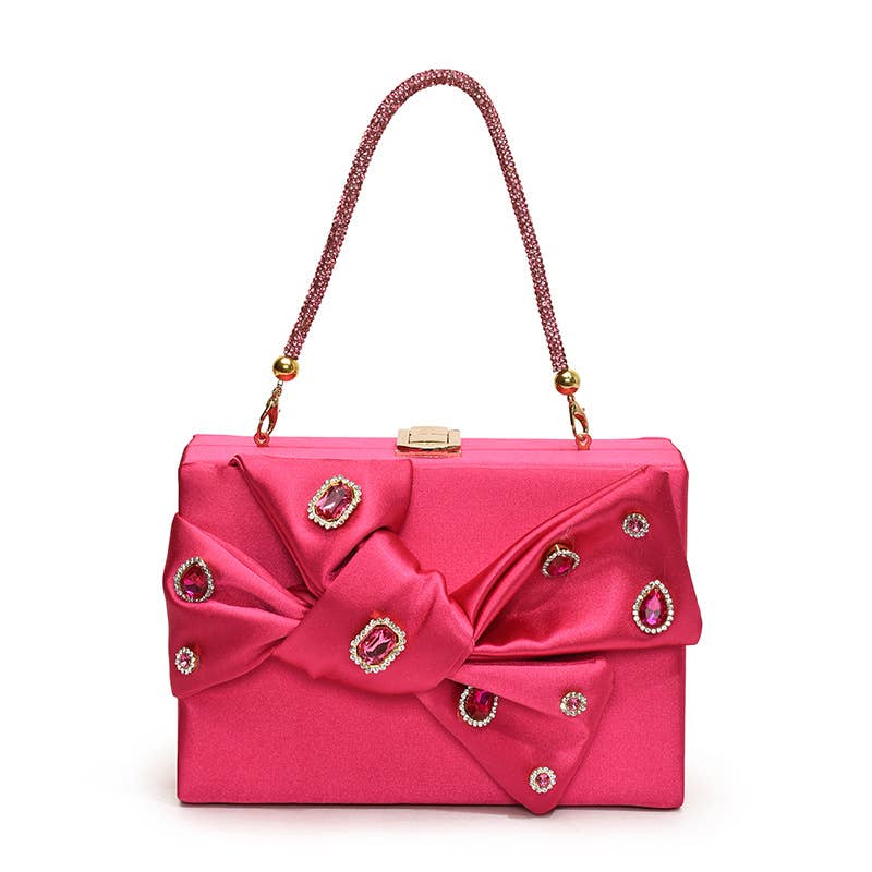 Rhinestone bow crossbody single-shoulder bag