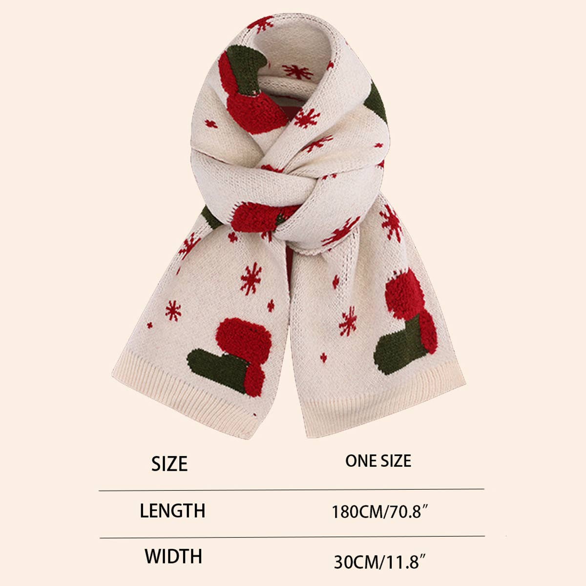 Red Knit Christmas Scarf - Faux Cashmere Reindeer_CWASC0127