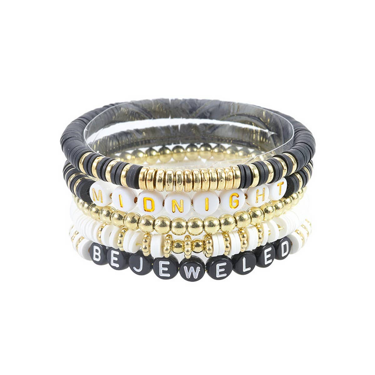 5PCS SMILING FACE LETTER BEAD BRACELET SET_CWMM0537