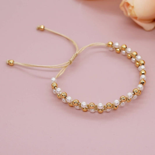 IMITATION PEARL BRACELET PURE HAND-WOVEN BRACELET