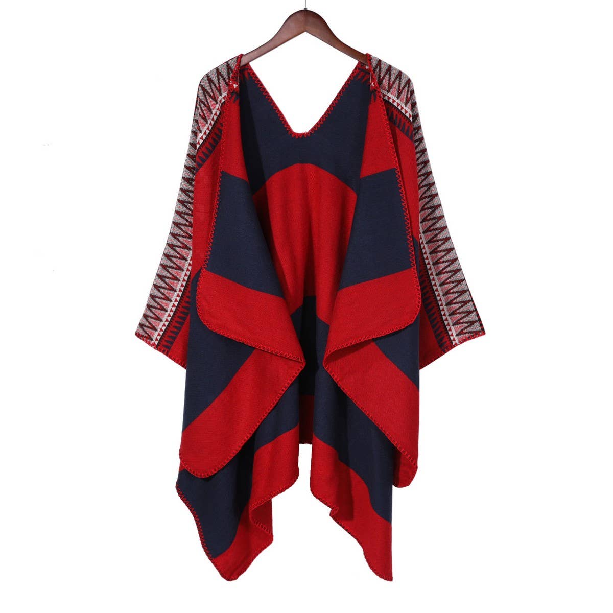 PRINTED DIAMOND LINE PATTERN BLANKET SHAWL CLOAK_CWASC0312