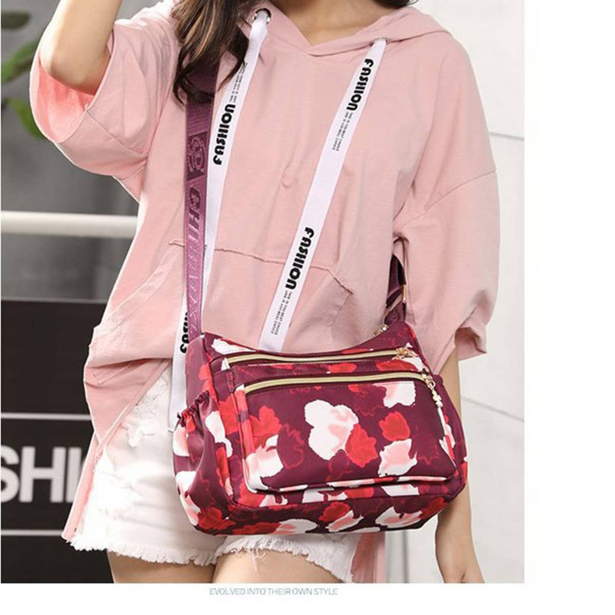 MULTILAYER PRINTED BACKPACK SHOULDER CROSSBODY BAG