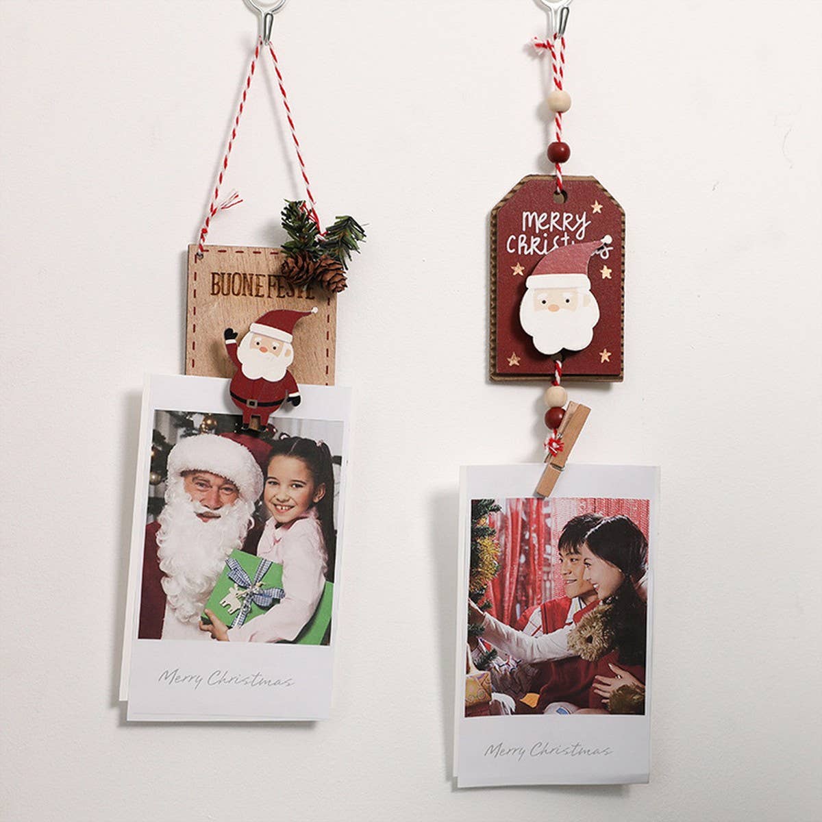Wooden Christmas Photo Card Clip Tree Ornament_CWMM9752