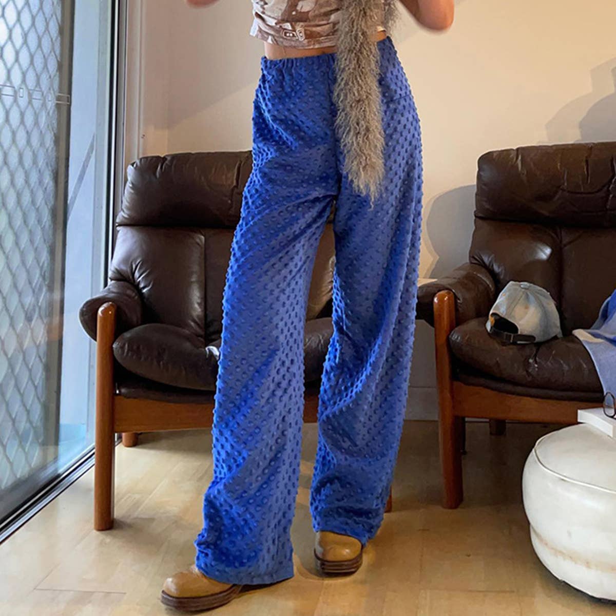 HIGH-WAISTED BAGGY BUBBLE STREET STYLE SLACKS