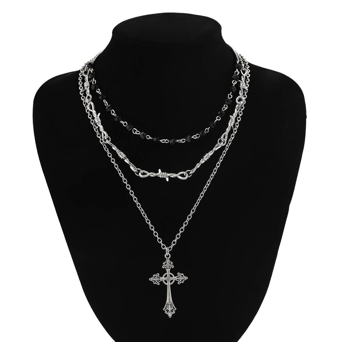HIP HOP CROSS PENDANT DARK CLAVICLE NECKLACE