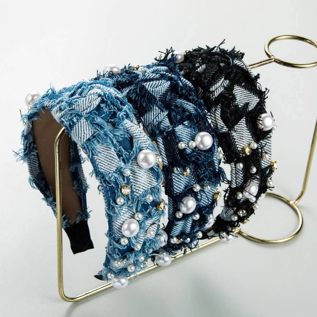 SPONGE BEADED TASSEL HIGH TOP HEADBAND_CWAHA1790