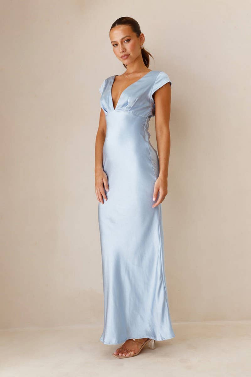 CWDMD5552_ELEGANT DEEP?V BACKLESS BODYCON MIDI DRESS