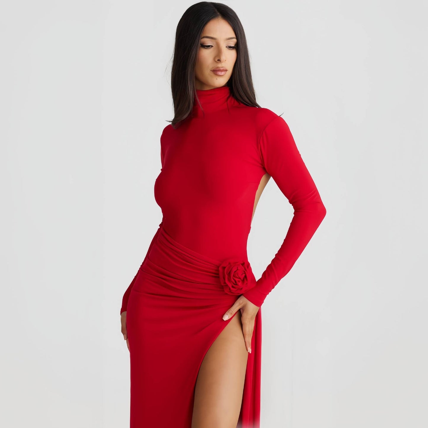 FASHION TURTLENECK HALTER JUMPSUIT SKIRT SUIT