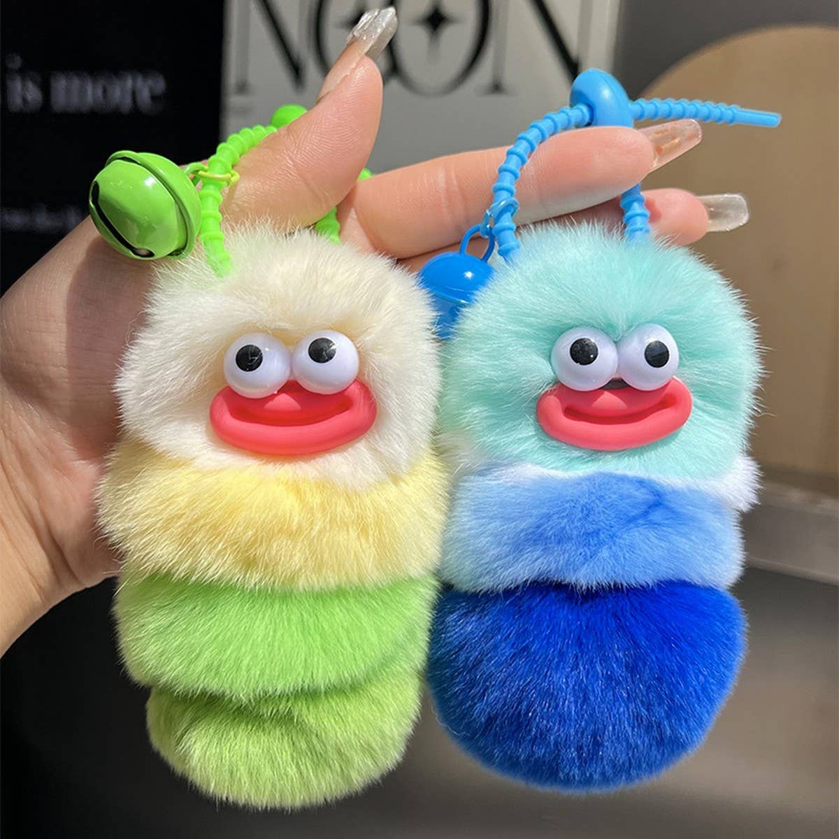 CUTE CATERPILLAR CAR KEYCHAIN PENDANT PLUSH DOLL