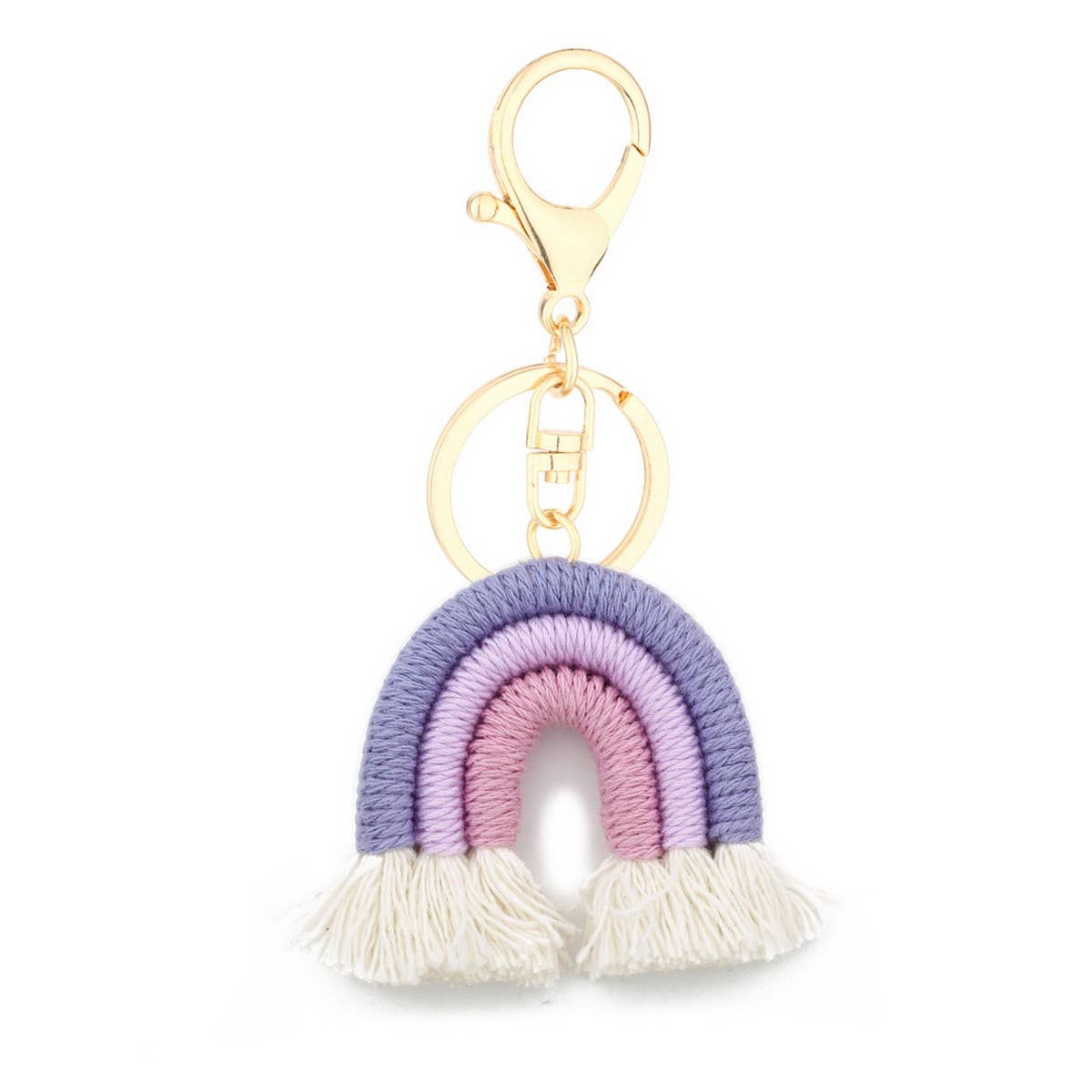 Macrame Rainbow Keychain Boho Car Hanging Decor_CWAB5031