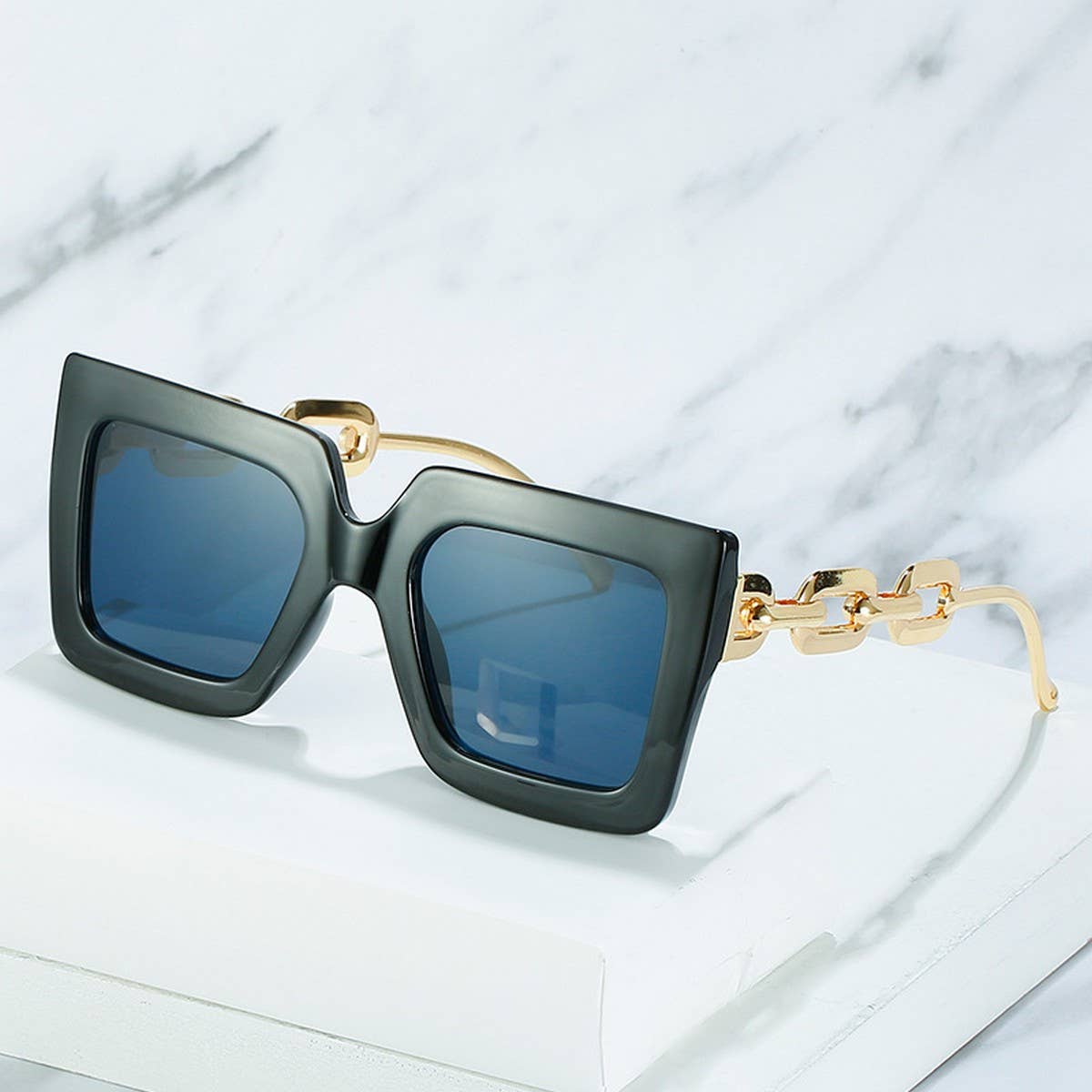 SQUARE FRAME CHAIN FASHION METAL SUNGLASSES WOMEN_CWASG0280