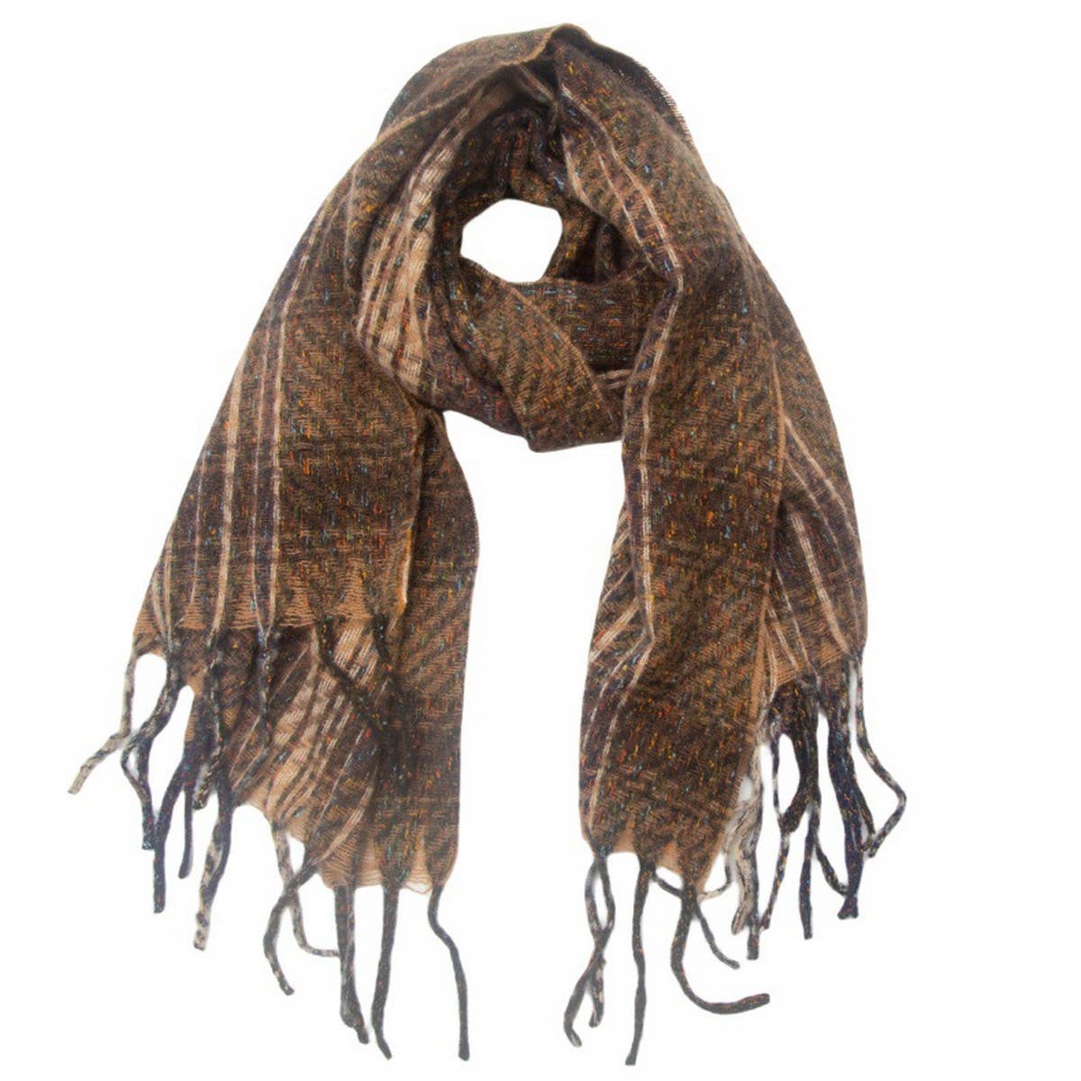 Mixed Plaid Fringe Scarf ? Unisex Winter Shawl
