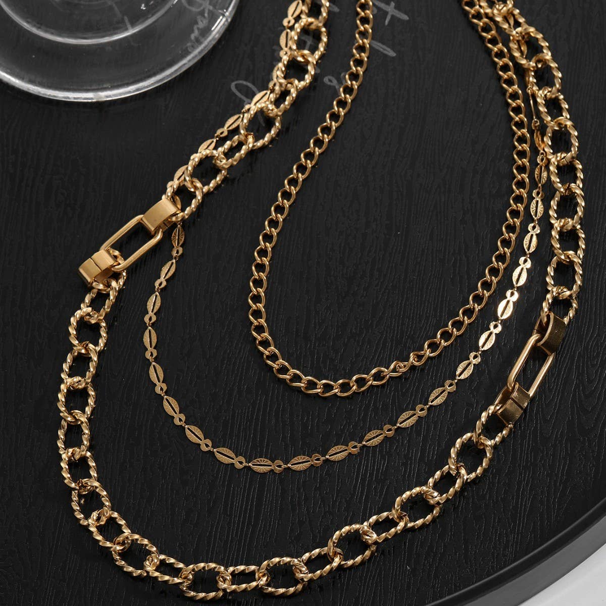 LAYERED STAINLESS STEEL 18K GOLD-PLATED NECKLACE