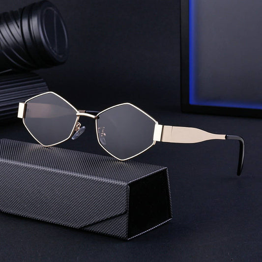 IRREGULAR METAL SUNGLASSES WITH WIDE TEMPLES
