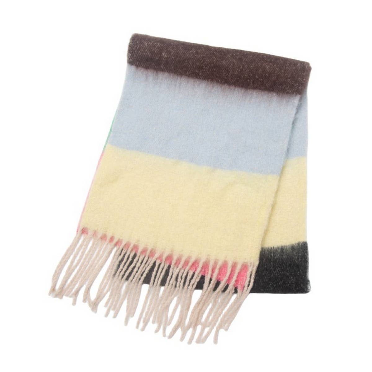 Chunky Fringe Stripe Scarf ?  Winter Yarn Wrap