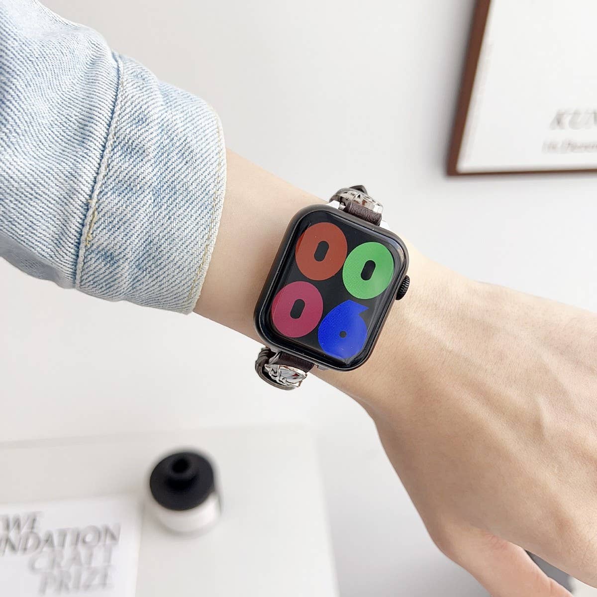 IWATCH9-1 14MM HEART LEATHER STRAP FOR APPLE WATCH