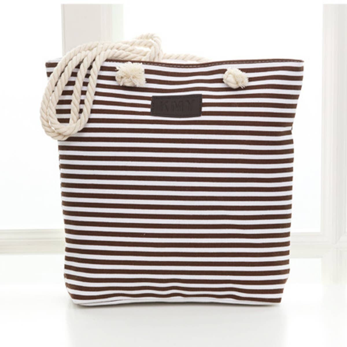CANVAS STRIPED SHOULDER BAG TOTE BAG_CWAB1711