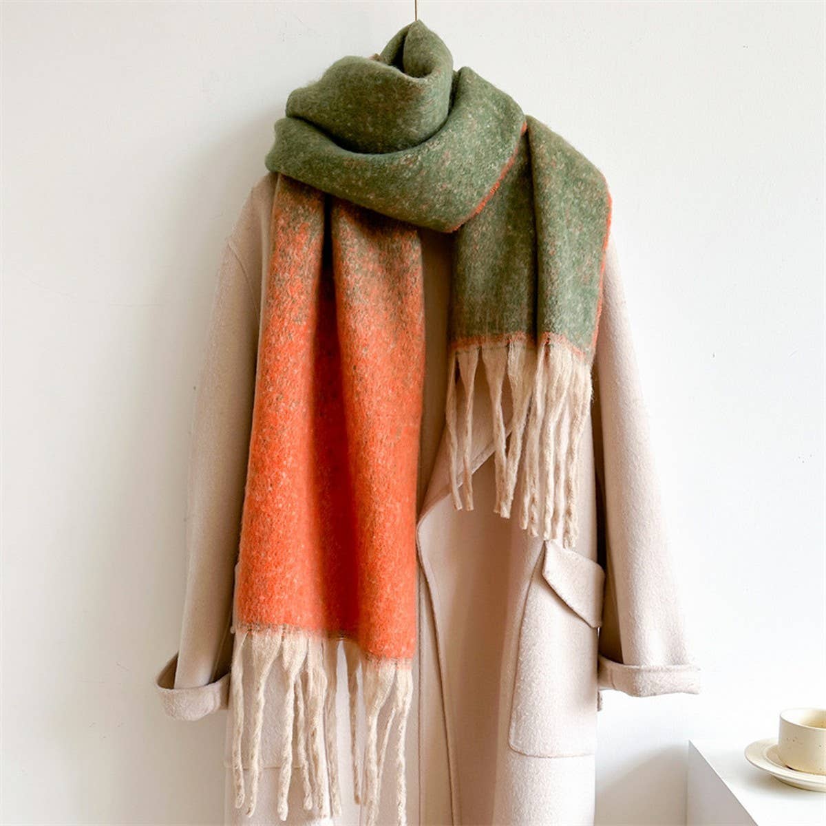 Thick Ombre Scarf Cashmere Touch Winter Shawl
