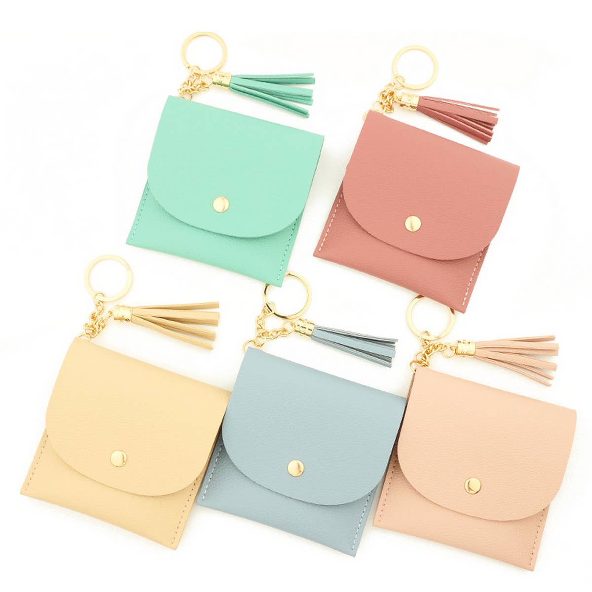 NEW SOLID COLOR CARD HOLDER KEYCHAIN