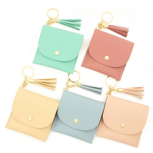 NEW SOLID COLOR CARD HOLDER KEYCHAIN