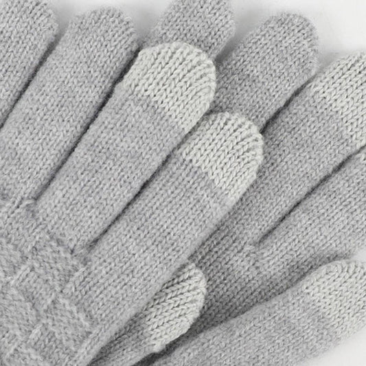WINTER WARM PLAID KNITTED TOUCH SCREEN GLOVES_CWAG0410