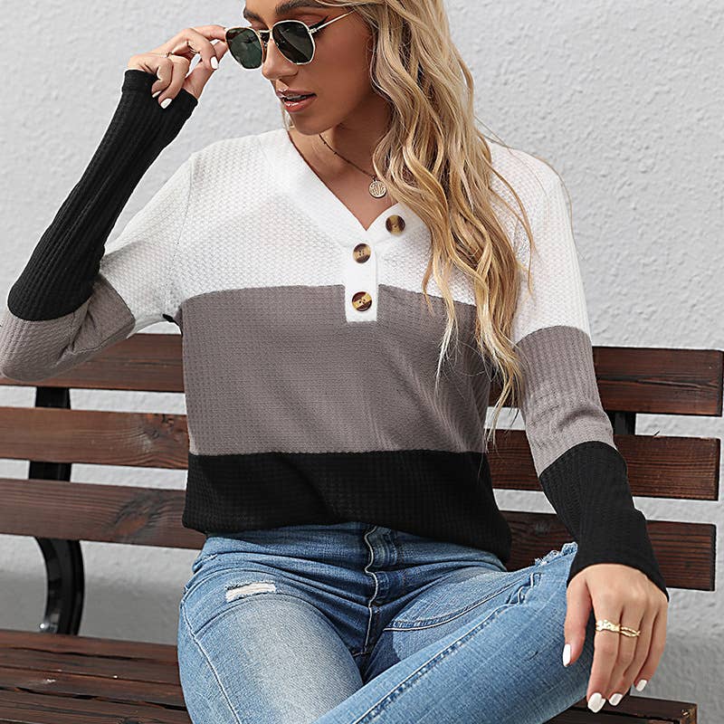 V-NECK WAFFLE JERSEY WITH MATCHING BOTTOMS