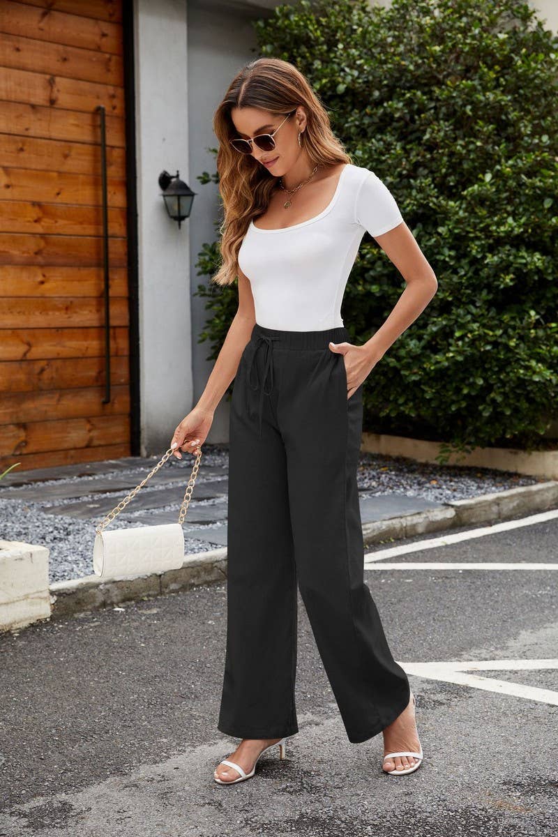 CWBLP1803_ELEGANT BREATHABLE HIGH WAIST WIDE LEG PANTS