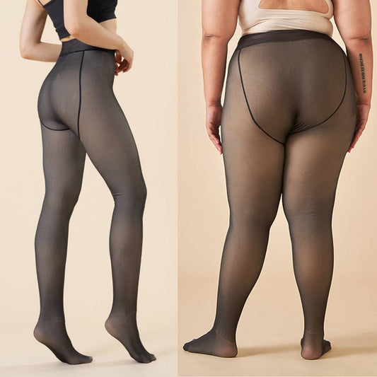 Sheer Look Tights - Plus Size, Gray Nude Effect