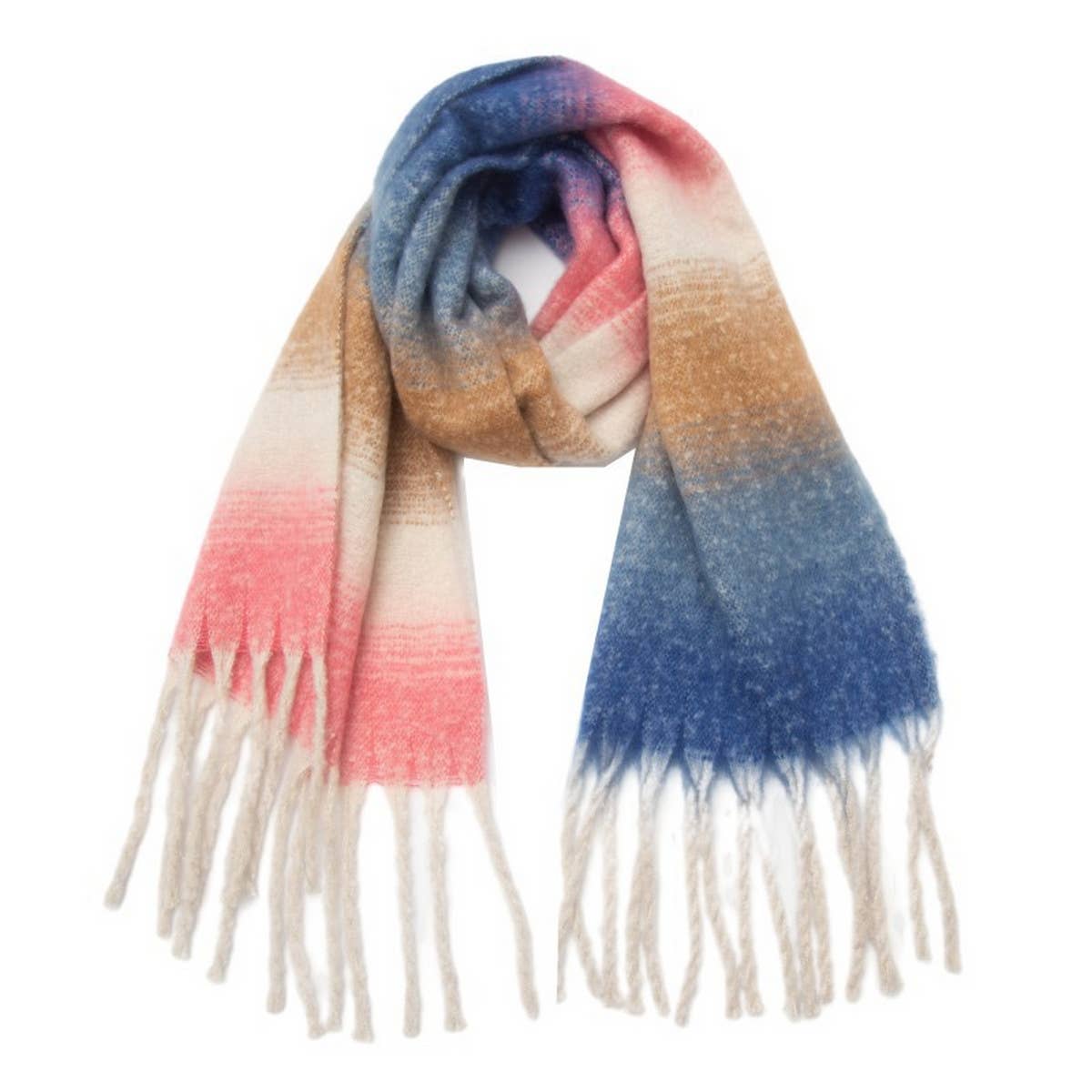 Gradient Chunky Tassel Scarf - Autumn and Winter