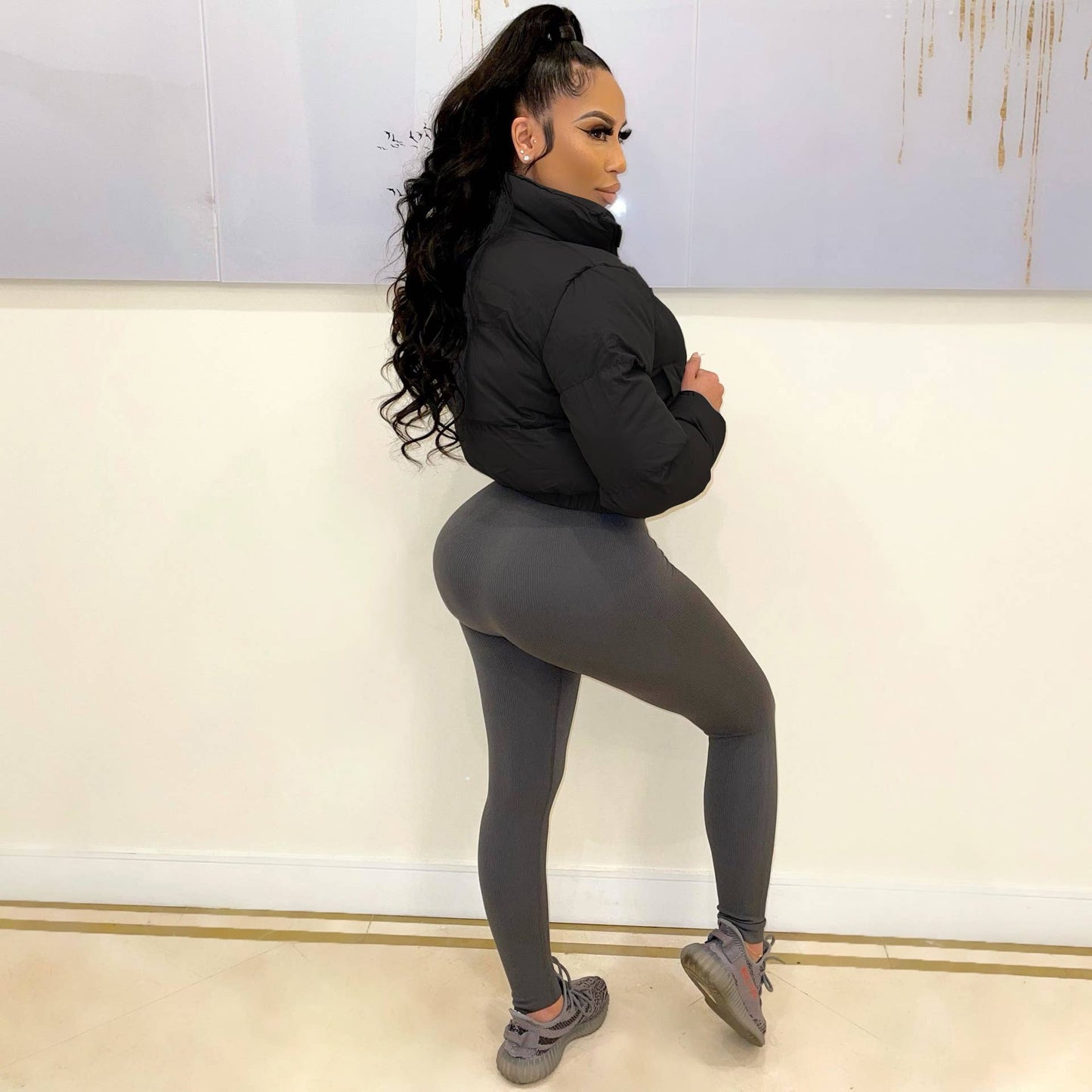 SHORT WOMEN'S SOLID COLOR COTTON JACKET JACKET