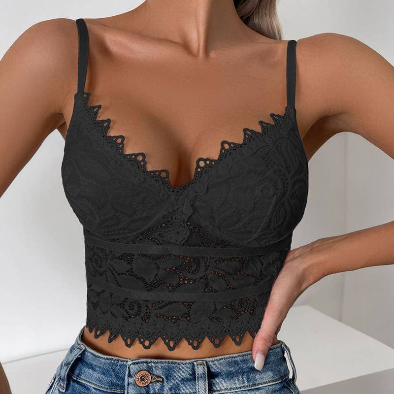 Lace patchwork halter with short top tops