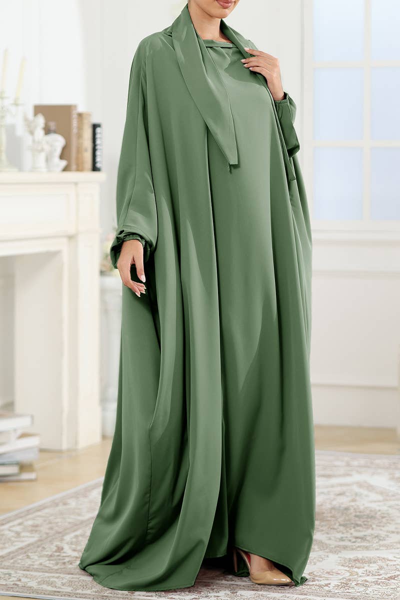 CWDMD5314_SOLID COLOR ROBE WITH STRAPS LOOSE DRESS