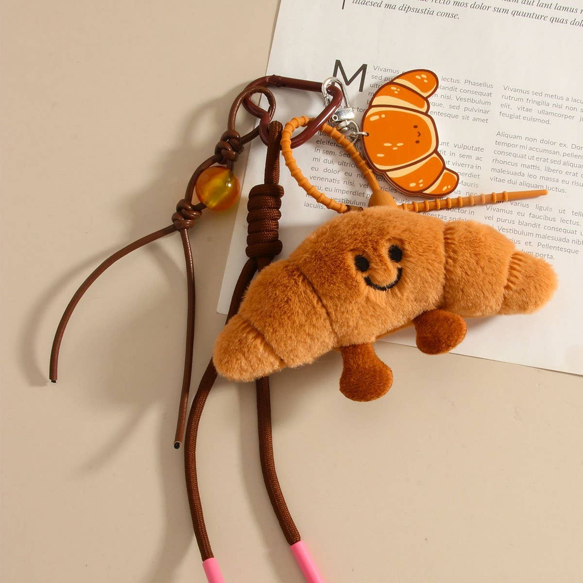 Creative Plush Baguette & Croissant Keychain Charm