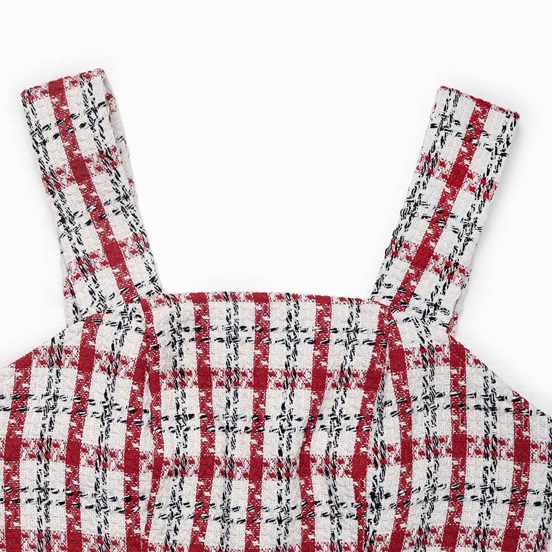 Short and fashionable checkered halter dress