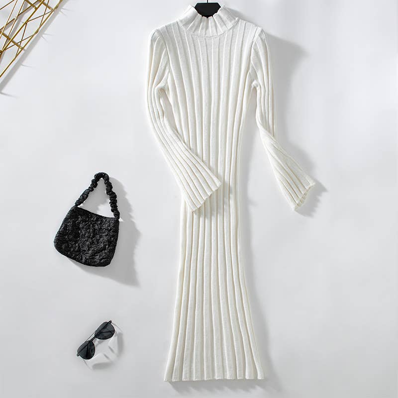 KNITTED LONG TIGHT HEIGHT ELASTIC DRESS