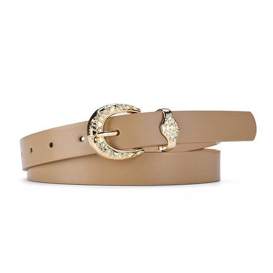 About pin buckle solid color belt ladies