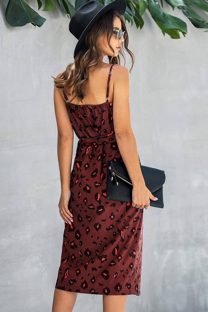 CWDSD2704_V Neck Print Sleeveless Print Dress