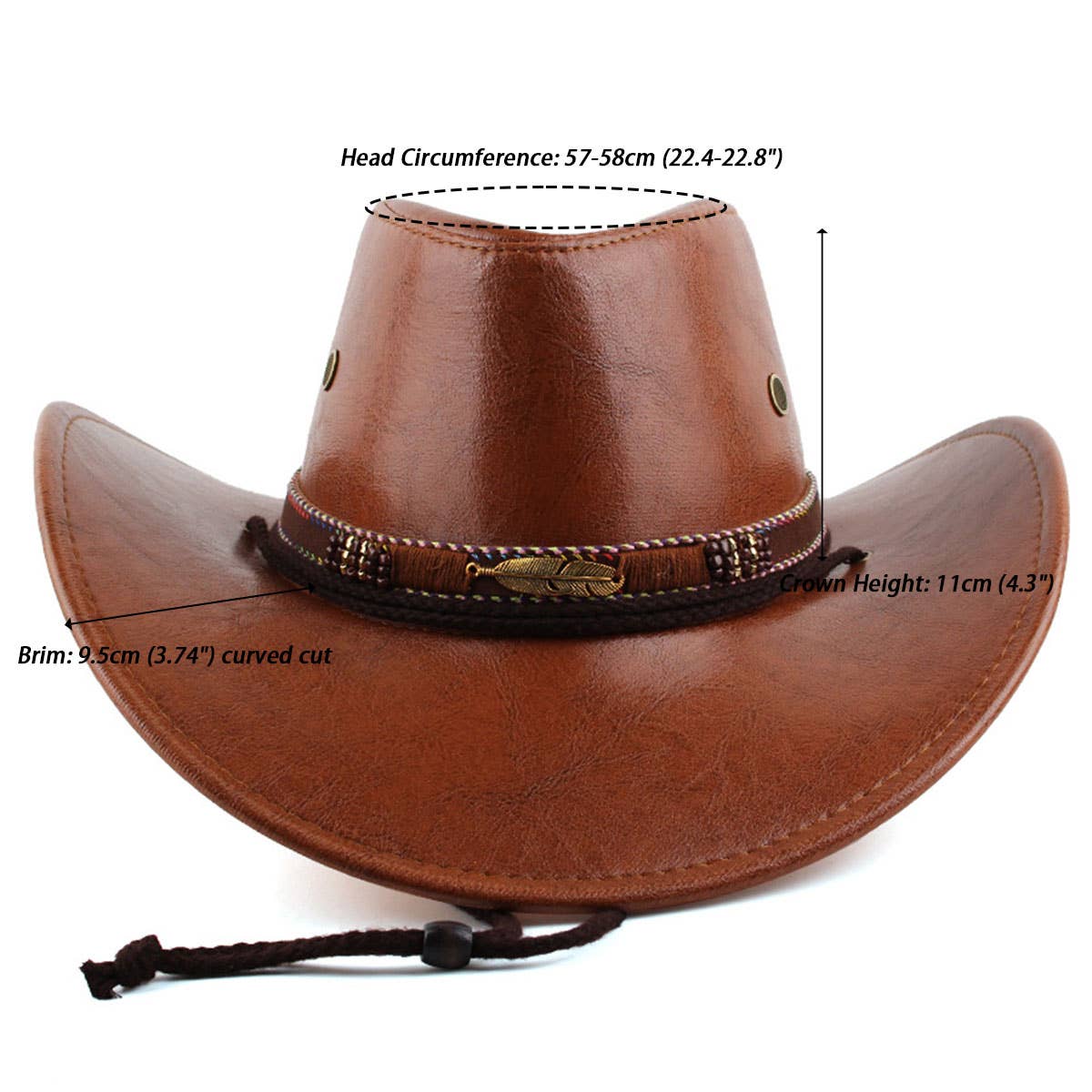 Feather Decor Western Cowboy Hat PU Suede Sun Hat_CWAH1887
