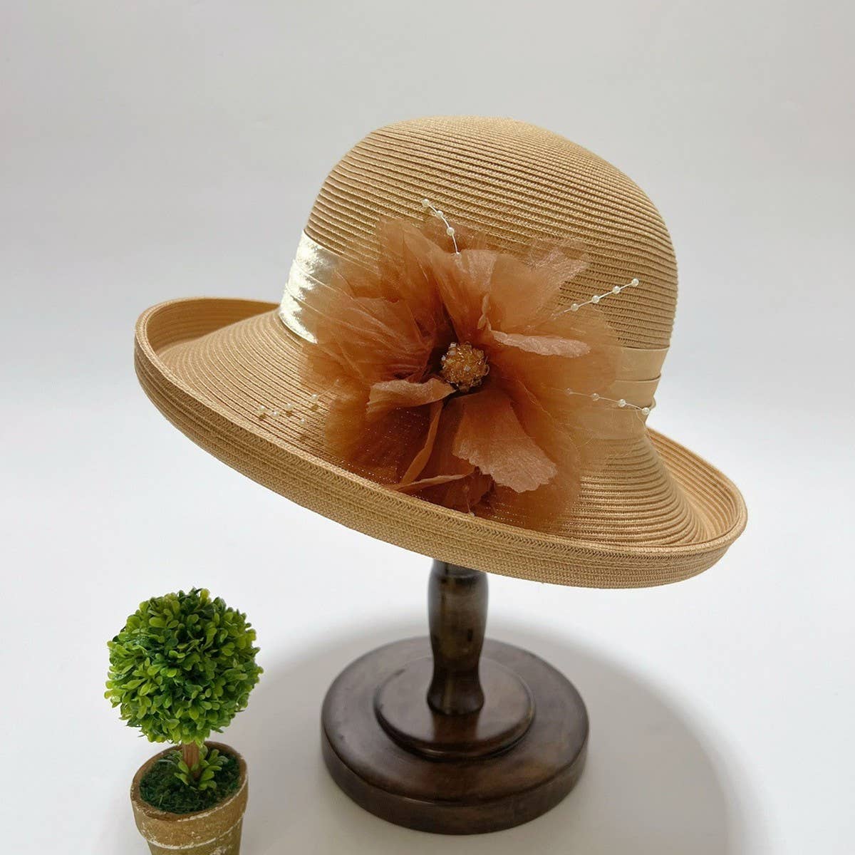 Summer Ice Linen 3D Flower Straw Hat_CWAH3569