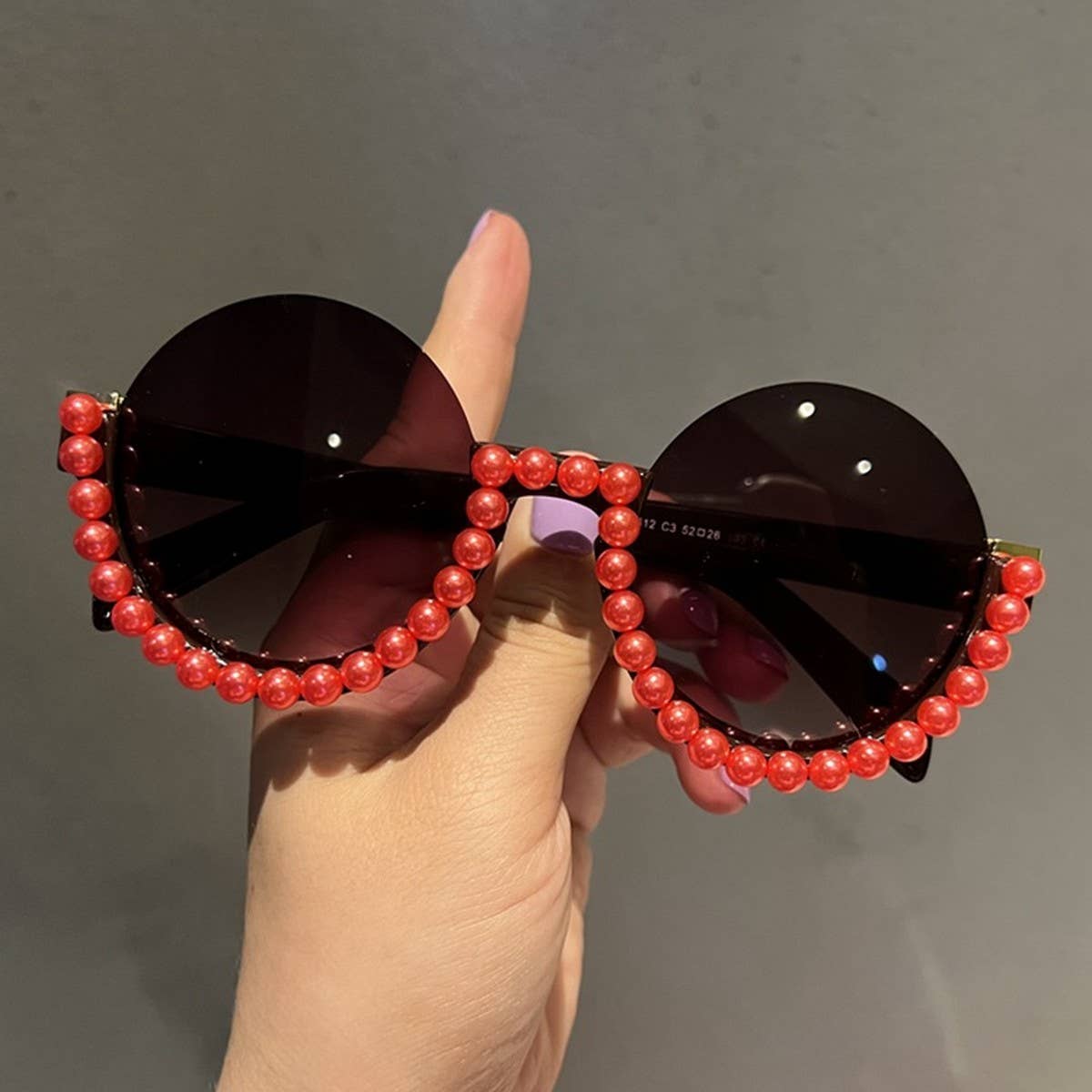 FASHIONABLE ROUND HALF-FRAME SMALL SUNGLASSES