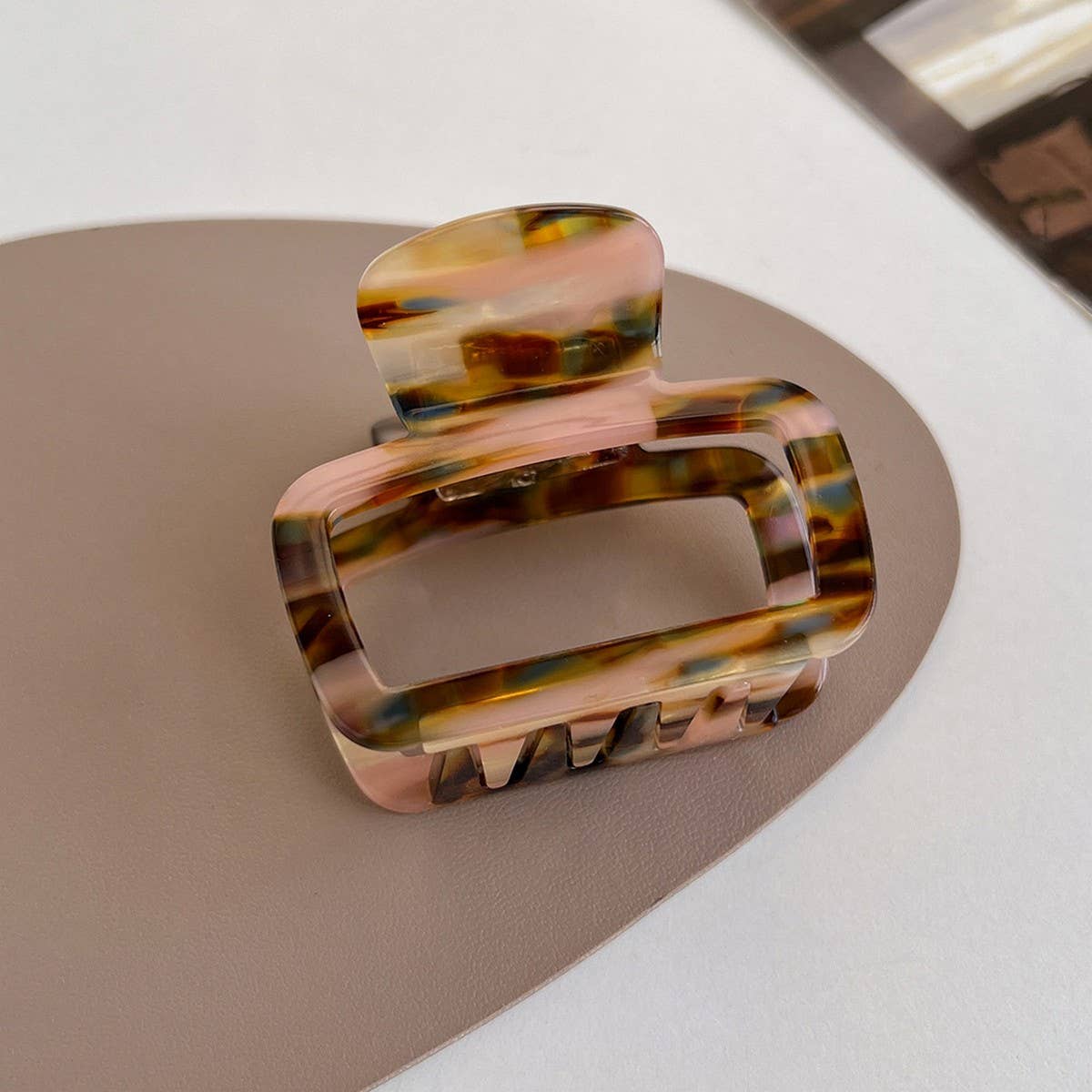 Tortoise Shell Square Hair Claw, Hollow Chic Clip