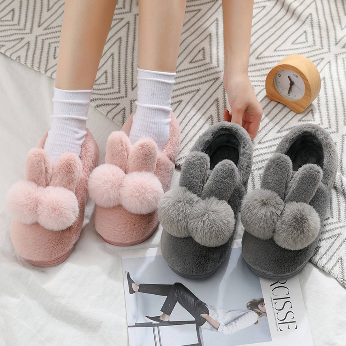 CUTE CARTOON ANIMAL  WARM FLEECE HOUSE SLIPPERS