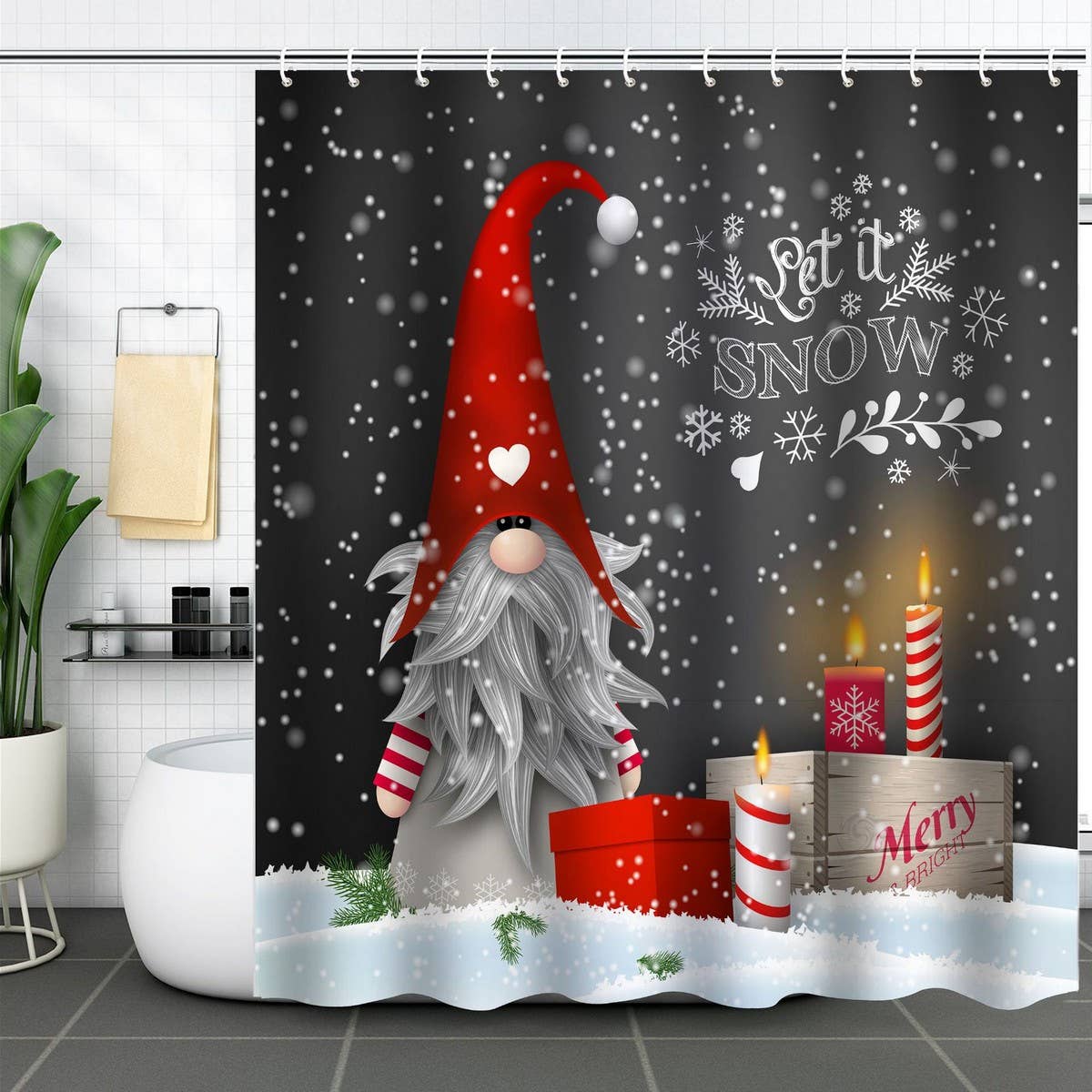 HOT SALE CHRISTMAS WATERPROOF SHOWER CURTAIN