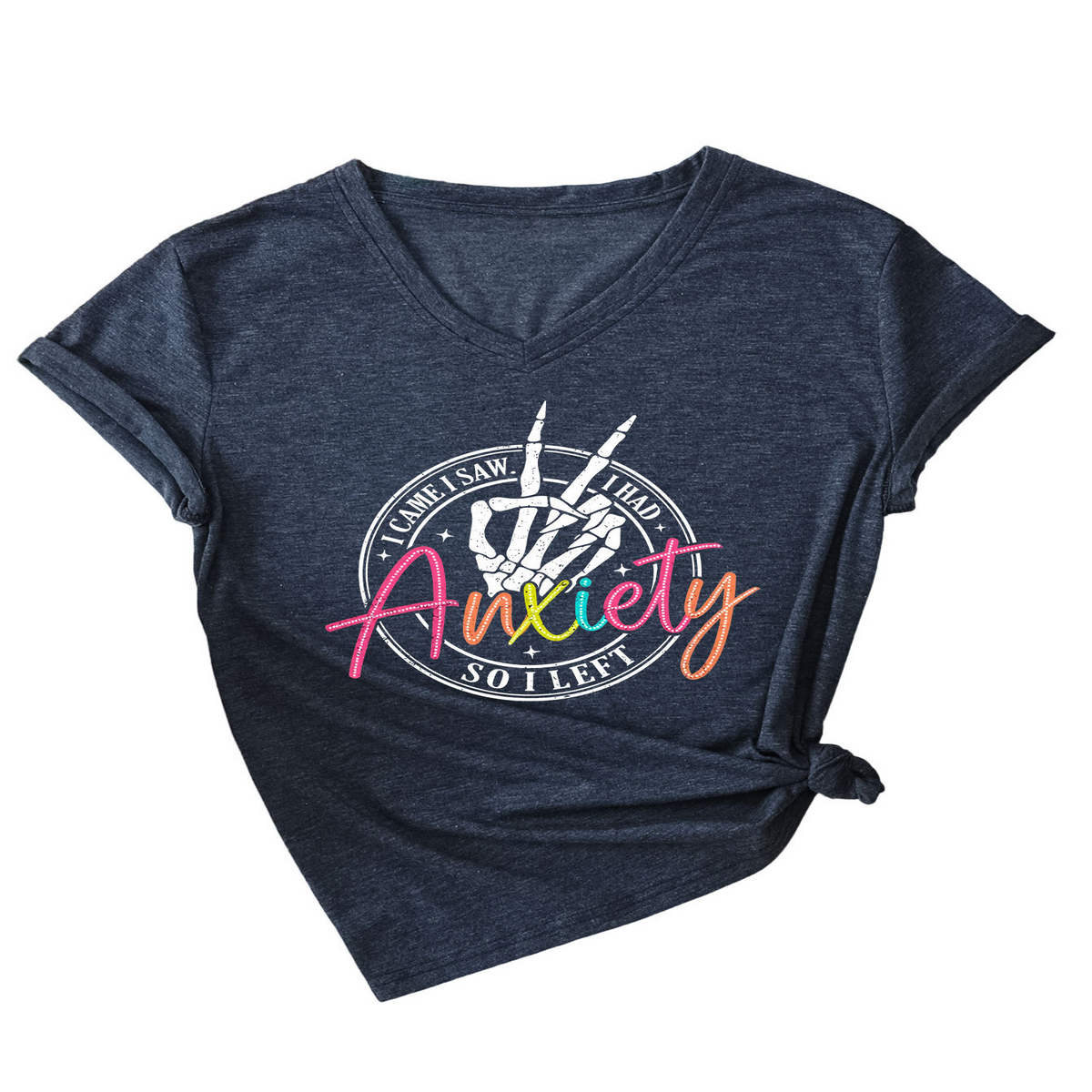 Trendy V-Neck Tee ? I Came I Saw Print