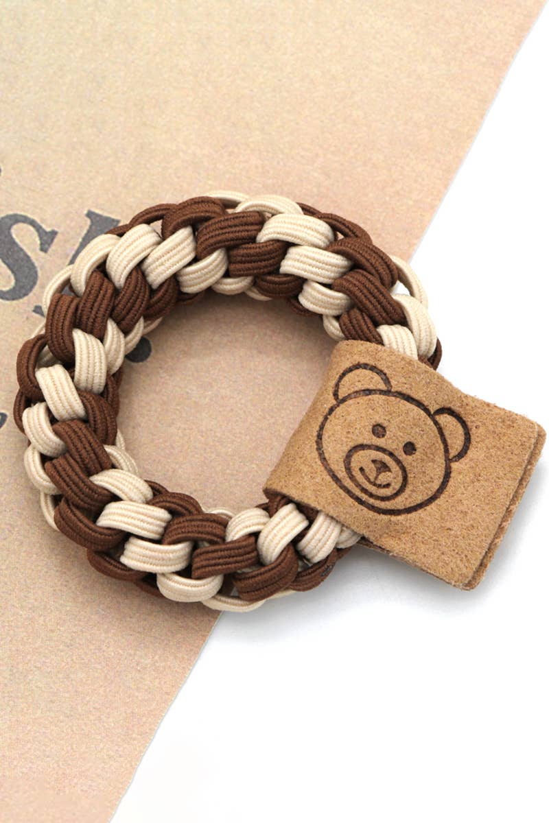 5PCS BEARS DECORATIVE TWO TONE CASUAL HAIR TIE_CWAHA0187